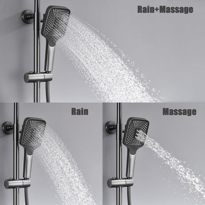 Colonne de Douche Thermostatique Piano Système de Douche Mural Gun Gray Ensemble de Douche Réglable en Hauteur Set de Douche avec Mitigeur,3 Modes Douchette,12 Pouces Douche de Tête,Bidet-Spray