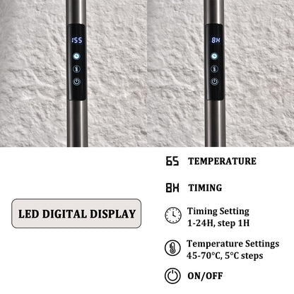 Sèche-Serviette Électrique 110W Porte-Serviettes sur Pied Gris WiFi Intelligent Commande Vocale Chauffe-Serviettes avec Minuterie 45—70°C Chauffant Électrique Radiateur de Salle de Bain 160*45CM