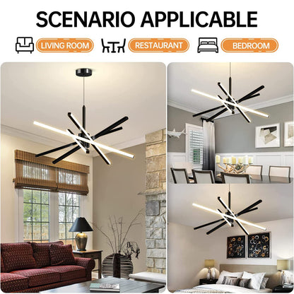 Suspension LED,82W LED Plafonnier Dimmable,Moderne LED Lustre Acrylique Design Lampe salon Lustres Chambre avec Télécommandée,Lustre Réglable en Hauteur,pour Cuisine Salle Manger Lampes