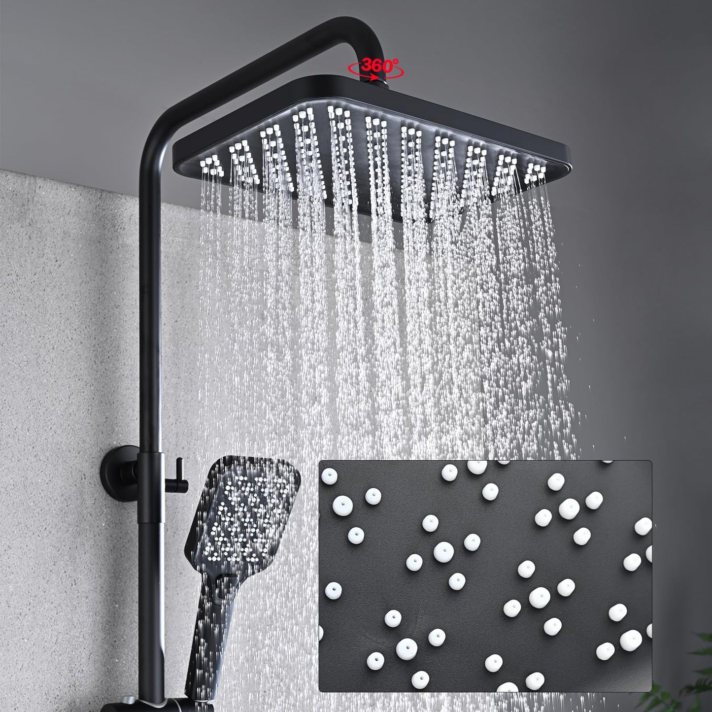 OihPaw Colonne De Douche Thermostatique Noir Ensemble de Douche 5 Fonctions Système de Douche avec Affichage Numérique LED,Douche de Tête 30x20CM,Pommeau Douche 3 Modes