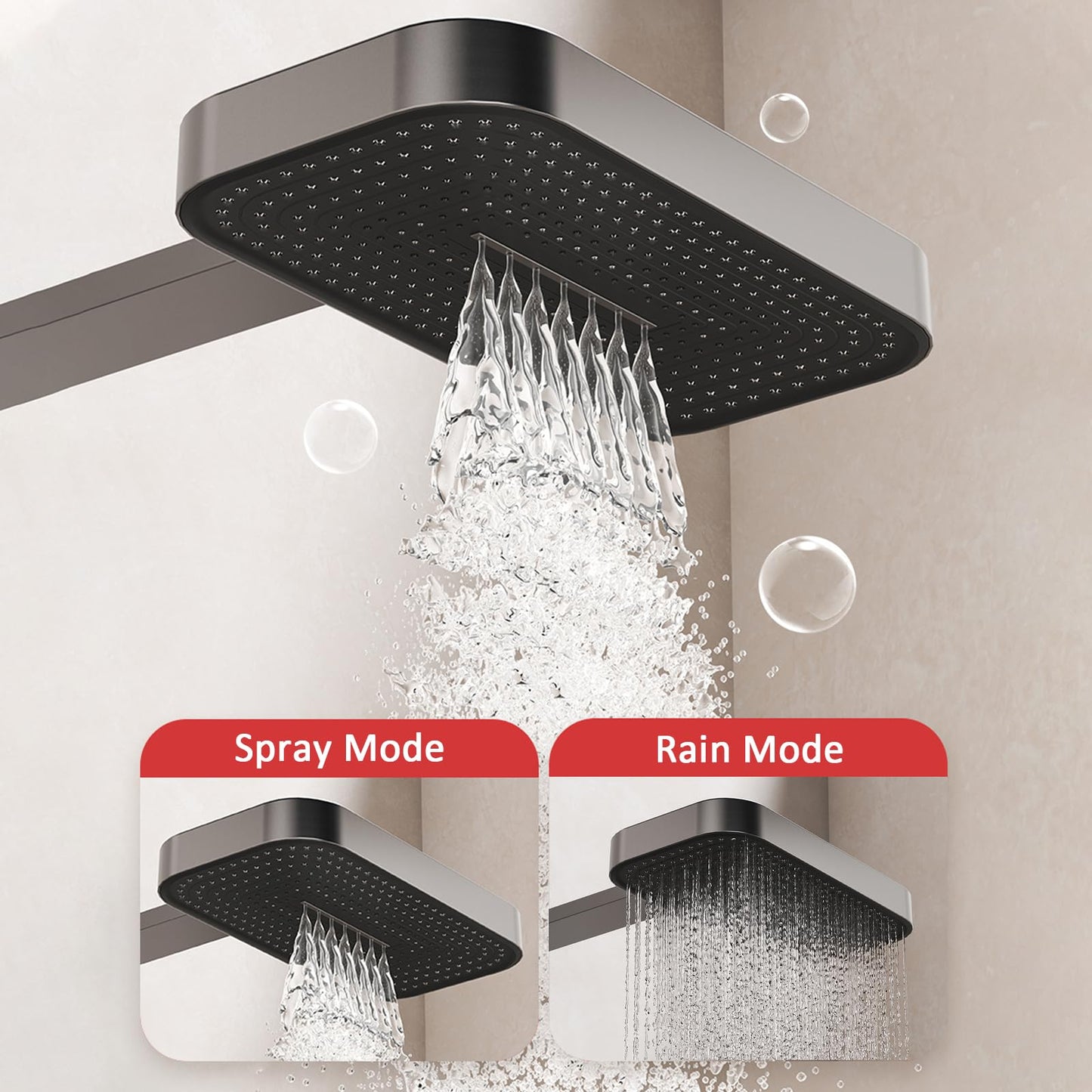 OihPaw Colonne de Douche Thermostatique,Systeme de Douche Gris Mural Hauteur Réglable Ensemble de Douche avec Affichage Numérique LED,Mitigeur Douche avec 2 Fonctions Tête de Douche,Douchette 4 Jets