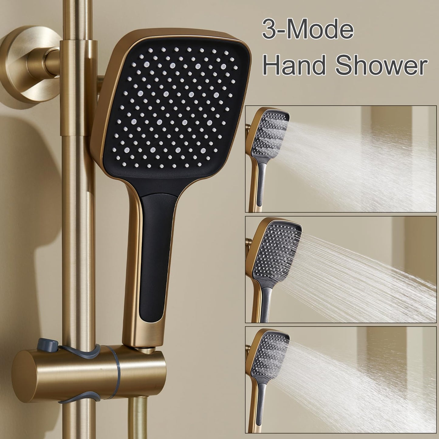 Colonne de Douche Thermostatique, Système de Douche avec Affichage Numérique LED Ensemble de Douche avec 32 * 20CM Pomme de Douche e Douchette à 3 Modes, Bec Baignoire, Bidet Douche (Gris Pistolet)