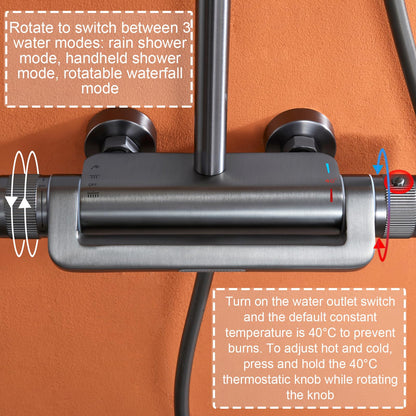 OihPaw Colonne de Douche Thermostatique Ensemble Douche Mural Système de Douche 3 Fonctions Kit de Douche avec 33 * 22cm Douche de Tête, 3 Modes Pommeau de Douche, Mitigeur de Douche Cascade