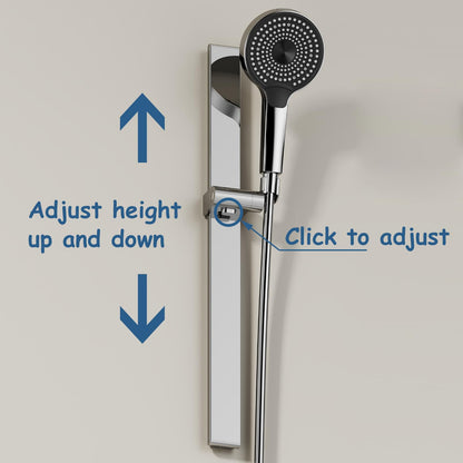 Robinet de Baignoire avec Douchette 3 Jets, Mitigeur Baignoire Cascade Mitigeur de Baignoire Mural Robinet Baignoire avec 150cm Tuyau et Tringle de Douche Réglable (Chrome)