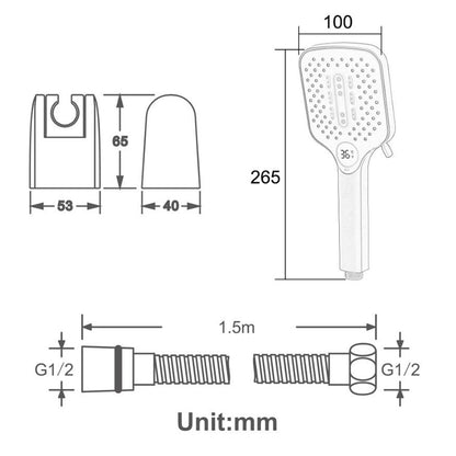 Pommeau de Douche avec 3 Modes, Haute Pression Douchette à Main Anti Calcaire Pommeau Douche Economie Deau Pommeau de Douche avec 1.5M Tuyau de Douche, Support de Douche (Gris Pistolet)