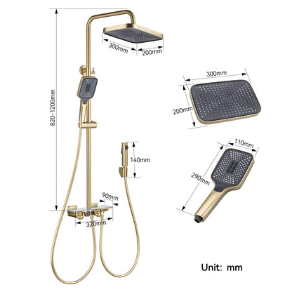 Colonne De Douche Thermostatique, Ensemble De Douche à Affichage NuméRique LED, Pomme De Douche 13 Pouces, Corps en Laiton, RéGlable en Hauteur, Pistolet Booster, avec Mitigeur Bain Encastré