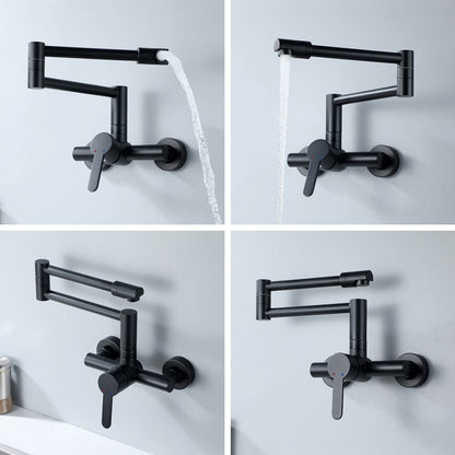 Robinet de Cuisine, Or Rose Robinet Mitigeur Mural Monocommande avec Bras Oscillant et Chaude et Froide Réglable Robinet Évier Rotatif à 360° pour Salle de Bain et Cuisine Laiton