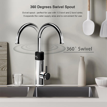 Robinet Électrique Сhauffe-Eau Instantané 3200W, Robinet électrique de cuisine avec Affichage de la température à LED, Robinet Pivotant à 360°