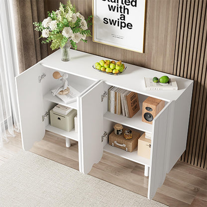 Peiaw Buffet,Meuble de Cuisine Rangement,Buffet avec 4 Portes et étagères réglables,Buffet en Forme de Larme, Blanc Meuble de Rangement 120 x 37.5 x 80.8 cm, Buffet avec charnières amorties
