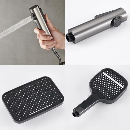 OihPaw Système de douche avec thermostat, robinet de douche - Affichage numérique LED - Kit de douche avec lumière ciel étoilé - 5 voies - Avec bec cascade - Pommeau de douche 3 modes