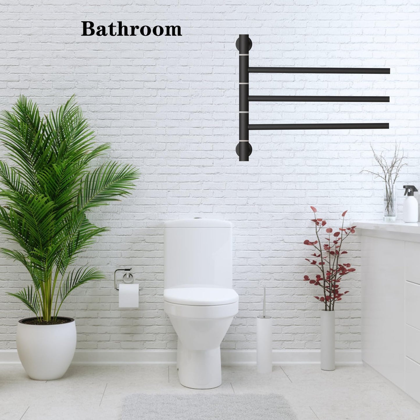 OihPaw Sèche-serviette électrique 30W Rotatif Chauffe-Serviettes 560x410mm Porte-Serviettes Chauffant Électrique Mural Température Constante Radiateur de Salle de Bain