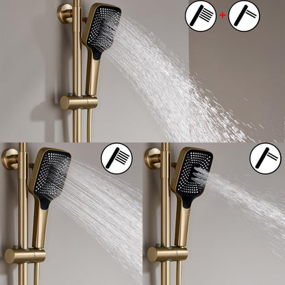 OihPaw Or Brossé Colonne de Douche avec Mitigeur, Système de Douche avec Affichage Numérique LED Ensemble de Douche avec 32 * 20CM Pomme de Douche e Douchette à 3 Modes