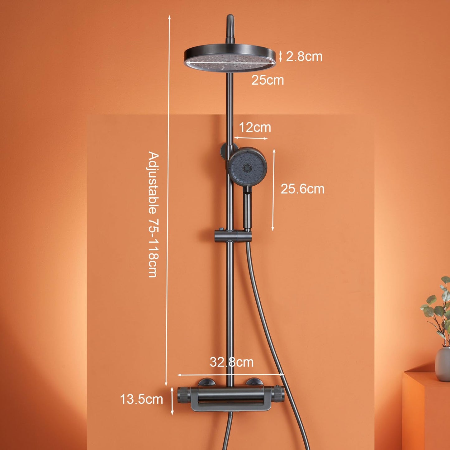 OihPaw Colonne de Douche Thermostatique Ensemble Douche Mural Système de Douche 3 Fonctions Kit de Douche avec 33 * 22cm Douche de Tête, 3 Modes Pommeau de Douche, Mitigeur de Douche Cascade