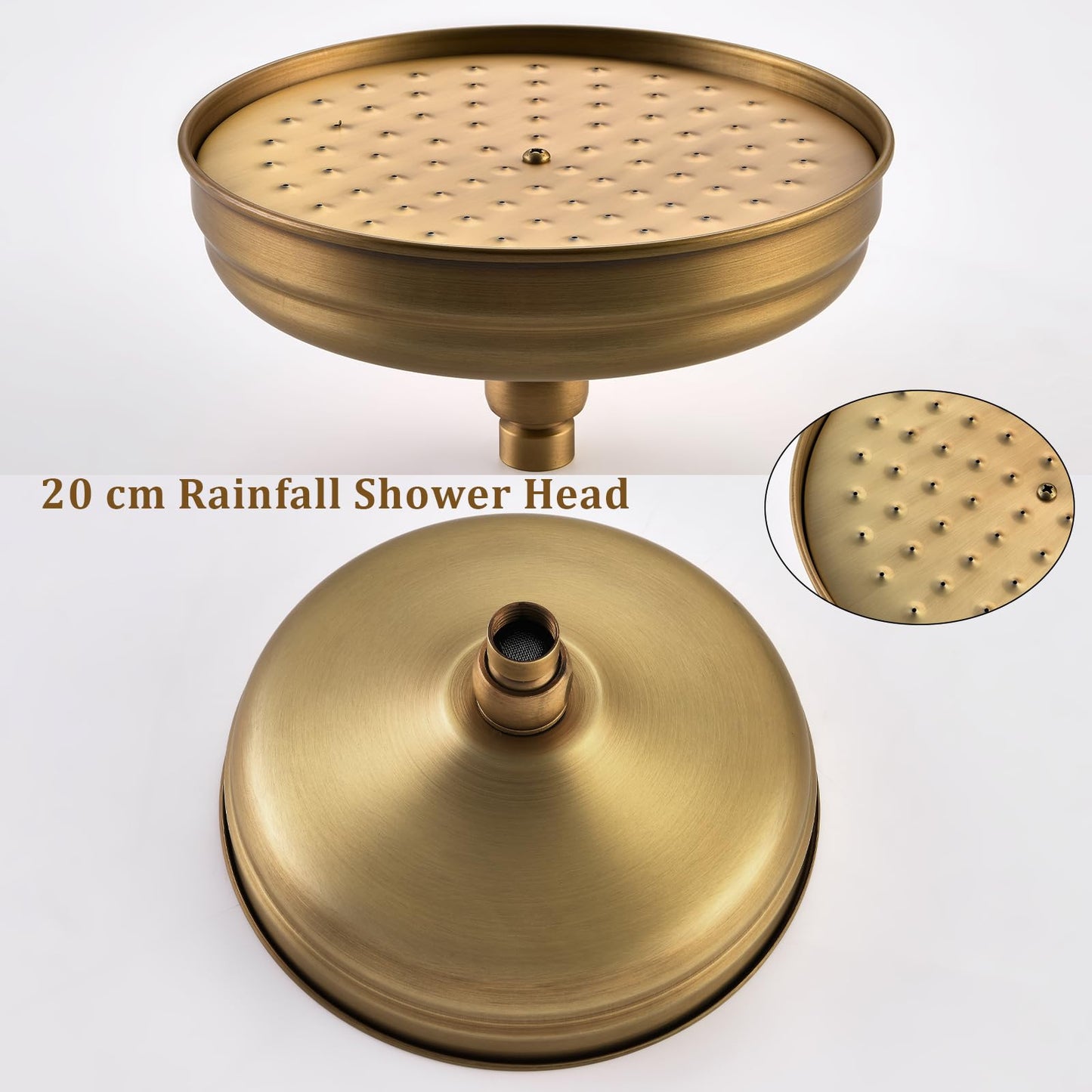 Colonne de Douche Rétro avec Mitigeur, Système de Douche Laiton Antique Ensemble de Douche Montage Mural Set de Douche avec Rotatif 20 cm Tête de Douche, Douchette à Mains