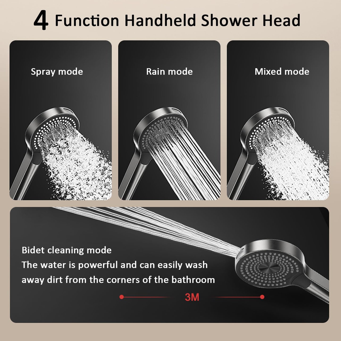 OihPaw Colonne de Douche Thermostatique,Systeme de Douche Gris Mural Hauteur Réglable Ensemble de Douche avec Affichage Numérique LED,Mitigeur Douche avec 2 Fonctions Tête de Douche,Douchette 4 Jets