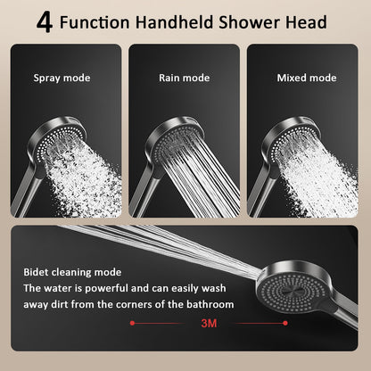 OihPaw Colonne de Douche Thermostatique,Systeme de Douche Gris Mural Hauteur Réglable Ensemble de Douche avec Affichage Numérique LED,Mitigeur Douche avec 2 Fonctions Tête de Douche,Douchette 4 Jets