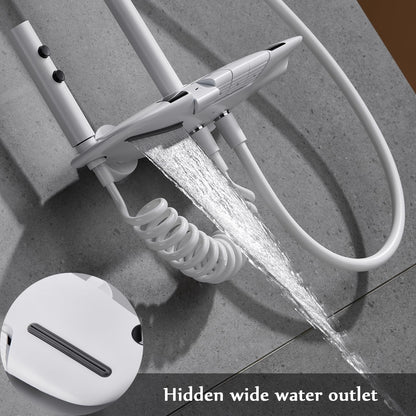 Colonne de Douche Thermostatique, Système de Douche avec Affichage Numérique LED Ensemble de Douche avec 32 * 20CM Pomme de Douche e Douchette à 3 Modes, Bec Baignoire, Bidet Douche (Blanc)
