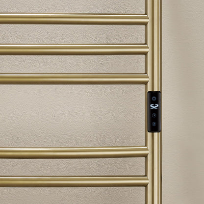 OihPaw Sèche-serviette électrique Or Brossé WiFi Intelligent 185 W Porte-Serviettes Chauffant Électrique 1100 * 600 mm Acier Inoxydable Radiateur de Salle de Bain avec 15 Tiges Courbées