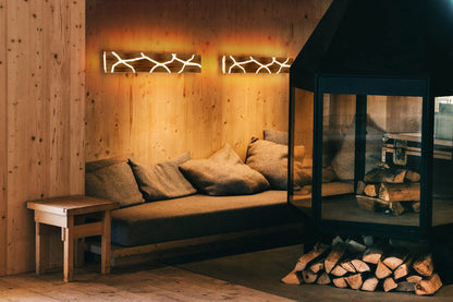Applique Murale LED, 55 CM Intérieure Applique en Bois, 18W Lampe Murale Crack 360° Rotatif Luminaire Mural 3000K Applique Murale Intérieur 2000LM Résine Applique Murale Bois