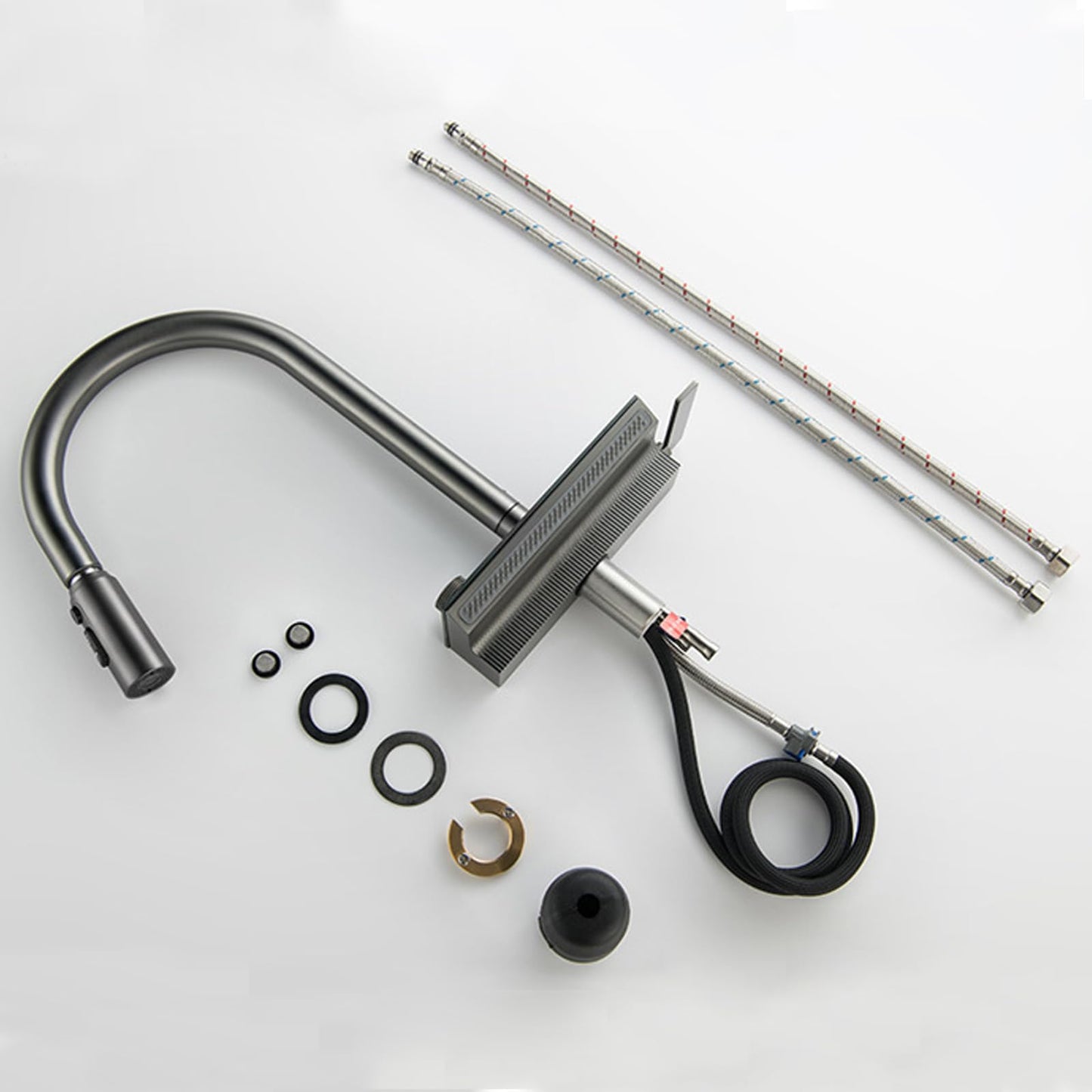 Robinet De Cuisine Avec Douchette, Robinet Cuisine Douchette, Robinetterie De Cuisine Avec Affichage De La TempéRature, Mitigeur Cuisine Avec Douchette, Rotation à 360°, 4 Types De Douche