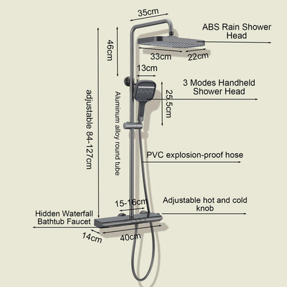 OihPaw Colonne de Douche Cascade,Piano Ensemble Douche 3 Fonctions Kit de Douche Hauteur Réglable Système de Douche Gris avec Mitigeur Cascade,Pommeau de Douche 3 Modes,Douche de Tête