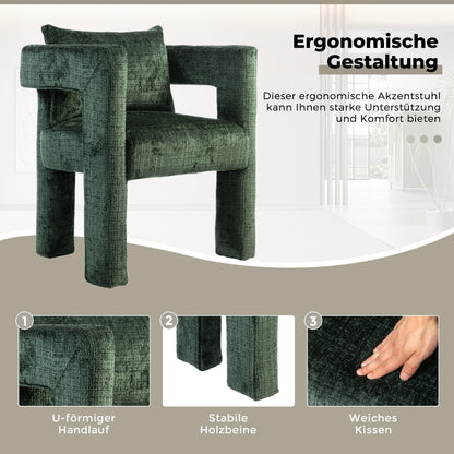 SHUGUANG Chenille Fauteuil de Loisirs, Fauteuil Salon Confortable Fauteuil Velours Utiliser Accoudoirs Creux, Chaise de Lecture avec Coussin Confortable en Vigueur Chambre à Coucher, Salon