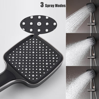 Colonne de Douche Thermostatique, Système de Douche avec Affichage Numérique LED Ensemble de Douche avec 32 * 20CM Pomme de Douche e Douchette à 3 Modes, Bec Baignoire, Bidet Douche (Gris Pistolet)