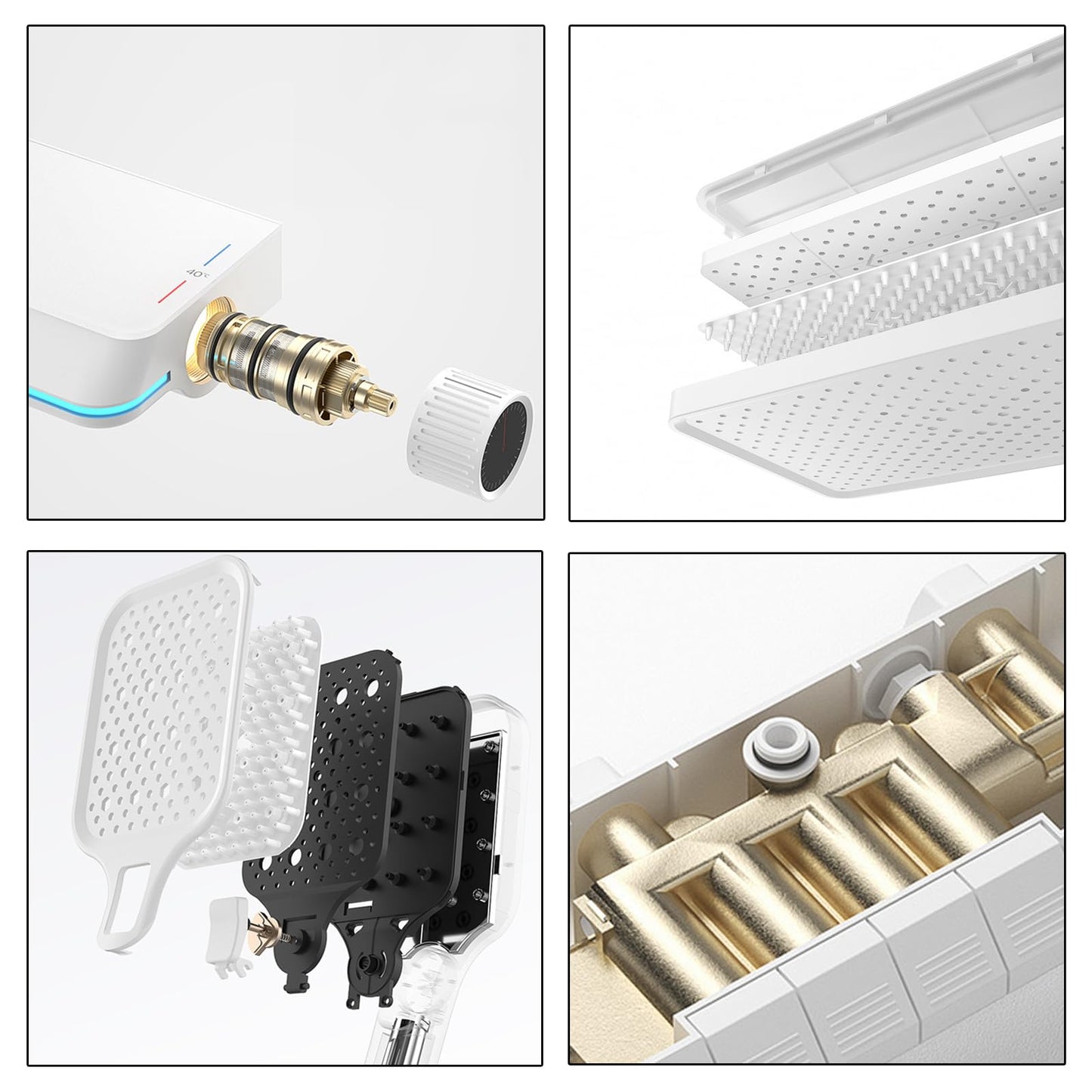 OihPaw Colonne de Douche Thermostatique Affichage Numérique Ensemble Douche 4 Fonctions Kit de Douche Système de Douche avec 30 * 20cm Douche de Tête, Pommeau Douche, Mitigeur Douche