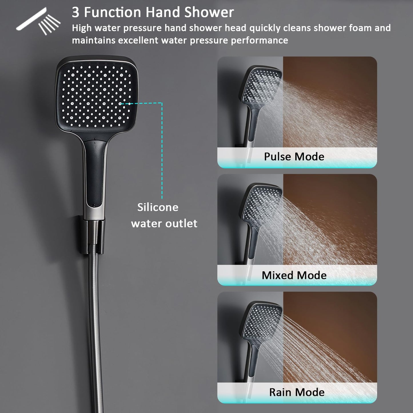 OihPaw Système de Douche Thermostatique,Colonne de Douche avec Affichage de la Température,Pulvérisateur d'épaule,Douche Bidet,Robinet de Douche de Baignoire,Pommeau de Douche,Douche à main