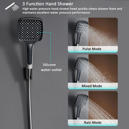 OihPaw Système de Douche Thermostatique,Colonne de Douche avec Affichage de la Température,Pulvérisateur d'épaule,Douche Bidet,Robinet de Douche de Baignoire,Pommeau de Douche,Douche à main