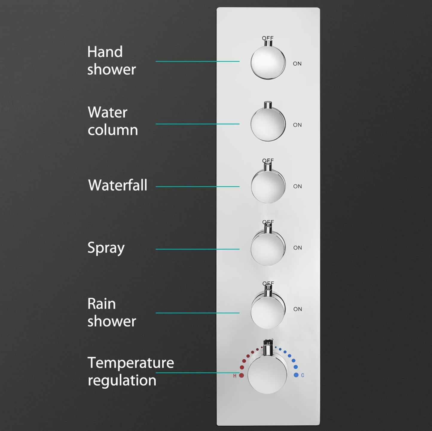 Système de Douche Thermostatique Musical Colonne Douche 90x30CM 9 Fonctions Tête de Douche, LED 64 Couleurs Bluetooth Ensemble de Douche avec Douchette, Robinet de Baignoire, Chrome
