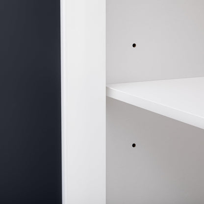 Buffet Moderne avec 4 Portes Miroir, Buffet Miroir avec Poignées en Cristal Froid, Stratifié Mobile, Armoire de Cuisine, Bahut pour Salon et Salle à manger, 160 x 40 x 85 cm, Blanc/Bois et Marron