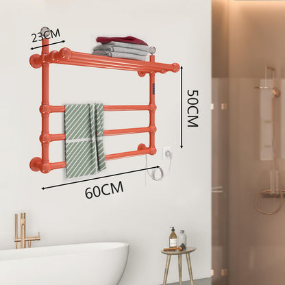 Sèche-Serviette Électrique Couleur Orange 50W Chauffe-Serviettes 60 * 50 * 23cm Porte-Serviettes Chauffant Électrique Mural Température Constante Intelligente Radiateur de Salle de Bain