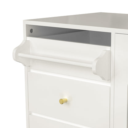 Buffet Salon Minimaliste Buffet Cuisine avec Porte en Verre Changhong et Porte-serviettes, Armoire de Rangement Élégante, Bahut pour Salle à Manger, Mobilier Moderne Multifonctionnel, Blanc/Noir