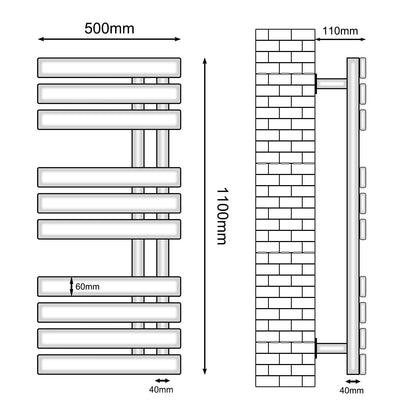 OihPaw Sèche serviette électrique,Chauffe-Serviettes à thermostat Intelligent WiFi,Porte-Serviettes électrique,Fonction de synchronisation,500x1100mm - G580