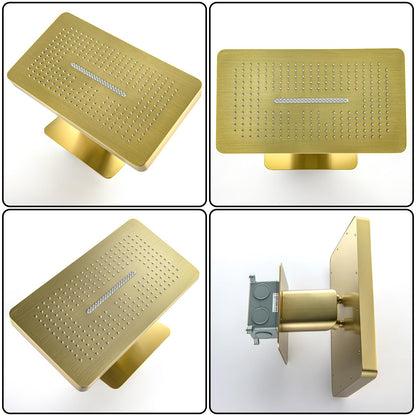 OihPaw Colonne de Douche Thermostatique Douche Encastrable Affichage Numérique Colonne de Douche Encastrable Or Brossé Ensemble de Douche avec Pommeau de Douche,Douchette