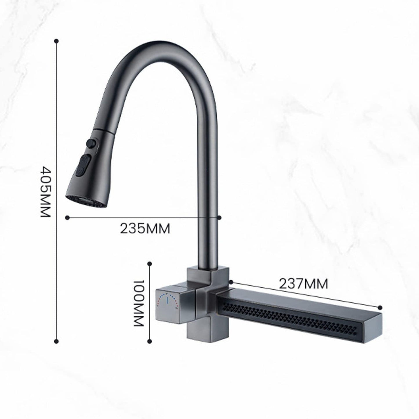 Robinet De Cuisine Cascade, avec Robinet Extractible, 3 Modes De Sortie d'eau, Robinet De Cuisine en Rotatif à 360°, Robinet MéLangeur De Nettoyage De Cascade