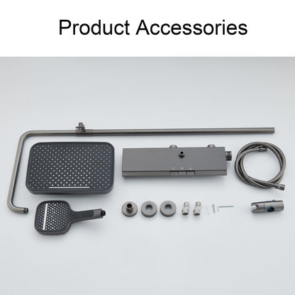 OihPaw Colonne de Douche Cascade,Piano Ensemble Douche 3 Fonctions Kit de Douche Hauteur Réglable Système de Douche Gris avec Mitigeur Cascade,Pommeau de Douche 3 Modes,Douche de Tête