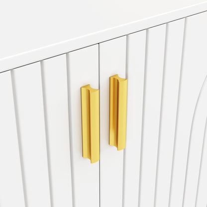 SHUGUANG Buffet Salon (152 x 40 x 75 cm), Meuble de Rangement Moderne et Simple avec Un Design Ondulé Unique, Poignées et Pieds Dorés, pour Une Salle à Manger élégante et Une Chambre à Coucher