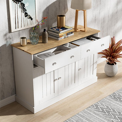 Buffet,buffet bahut salon blanc,Buffet avec 3 portes et 2 tiroirs, buffet avec poignées argentées et charnières amorties, meuble de rangement 120 x 36 x 80.5 cm,Convient couloir du balcon chambre