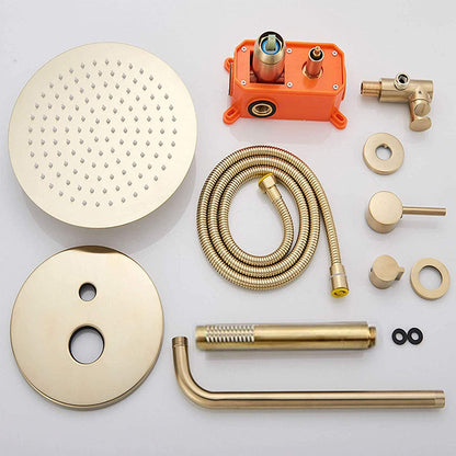 OihPaw Ensemble de douche encastrable doré brossé,10" Kit de Douche à Encastrer avec Douchette à Mains,Systèmes de douche,Mitigeur de Douche Salle de Bain