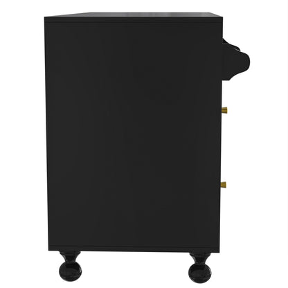 Buffet Salon Minimaliste Buffet Cuisine avec Porte en Verre Changhong et Porte-serviettes, Armoire de Rangement Élégante, Bahut pour Salle à Manger, Mobilier Moderne Multifonctionnel, Blanc/Noir