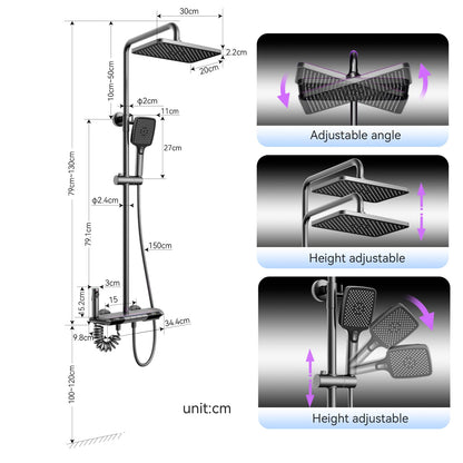 Colonne de Douche Thermostatique Mitigeur en Laiton Systeme de Douche Affichage Numérique LED Ensemble de Douche Pommeau De Douche, Douchette, Bidet Douche, Robinet De Baignoire, Mural (Gun Gray)