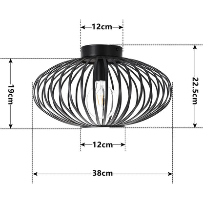 Plafonnier rétro,Plafonnier Industrielle Retro en Métal Cage Fer Noir,Plafonnier Vintage lustre Suspension Luminaire E27 pour Entrée,Porche,Couloir,Salle à Manger
