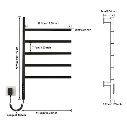 OihPaw Sèche-serviette électrique,Porte Serviette Electrique, 420x660mm,Rotation à 180°,Porte Serviettes Chauffant Chauffe Thermostatique Intelligent,économie d'énergie