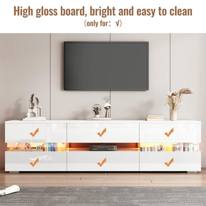 Meuble TV 160cm, Meuble Télé de Salon Peut Accueillir un Téléviseur de 70 Pouces, Armoire De Télévision Avec Éclairage LED 16 Couleurs, Table Télévision 2 Portes, 1 Tiroir et un Compartiment Ouvert