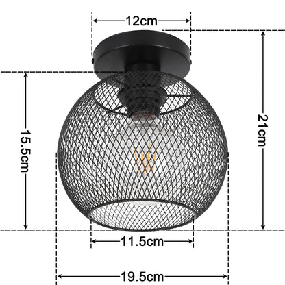Plafonnier Rétro, Abat-jour à Douille E27 à Cage en fer Rétro de Conception Industrielle, Lustre Cage Style Country, Plafonnier en Métal Noir, pour Intérieur, Restaurant, Café, Bar, Chambre D'enfant-A