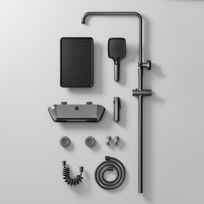 Colonne de Douche Thermostatique Mitigeur en Laiton Systeme de Douche Affichage Numérique LED Ensemble de Douche Pommeau De Douche, Douchette, Bidet Douche, Robinet De Baignoire, Mural (Gun Gray)