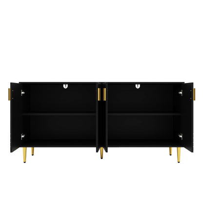 SHUGUANG Buffet Salon (152 x 40 x 75 cm), Meuble de Rangement Moderne et Simple avec Un Design Ondulé Unique, Poignées et Pieds Dorés, pour Une Salle à Manger élégante et Une Chambre à Coucher