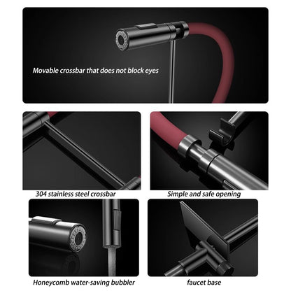 Robinet de Cuisine Cascade Rouge avec Pulvérisateur Escamotable 3 Fonctions de Pulvérisation, Mitigeur Cuisine Chaud Et Froid Avec Rotation À 360°, Acier Inoxydable SUS304